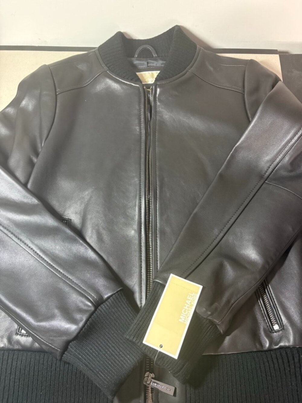 Michael Kors Authentic Leather Bomber Jacket (NWT)